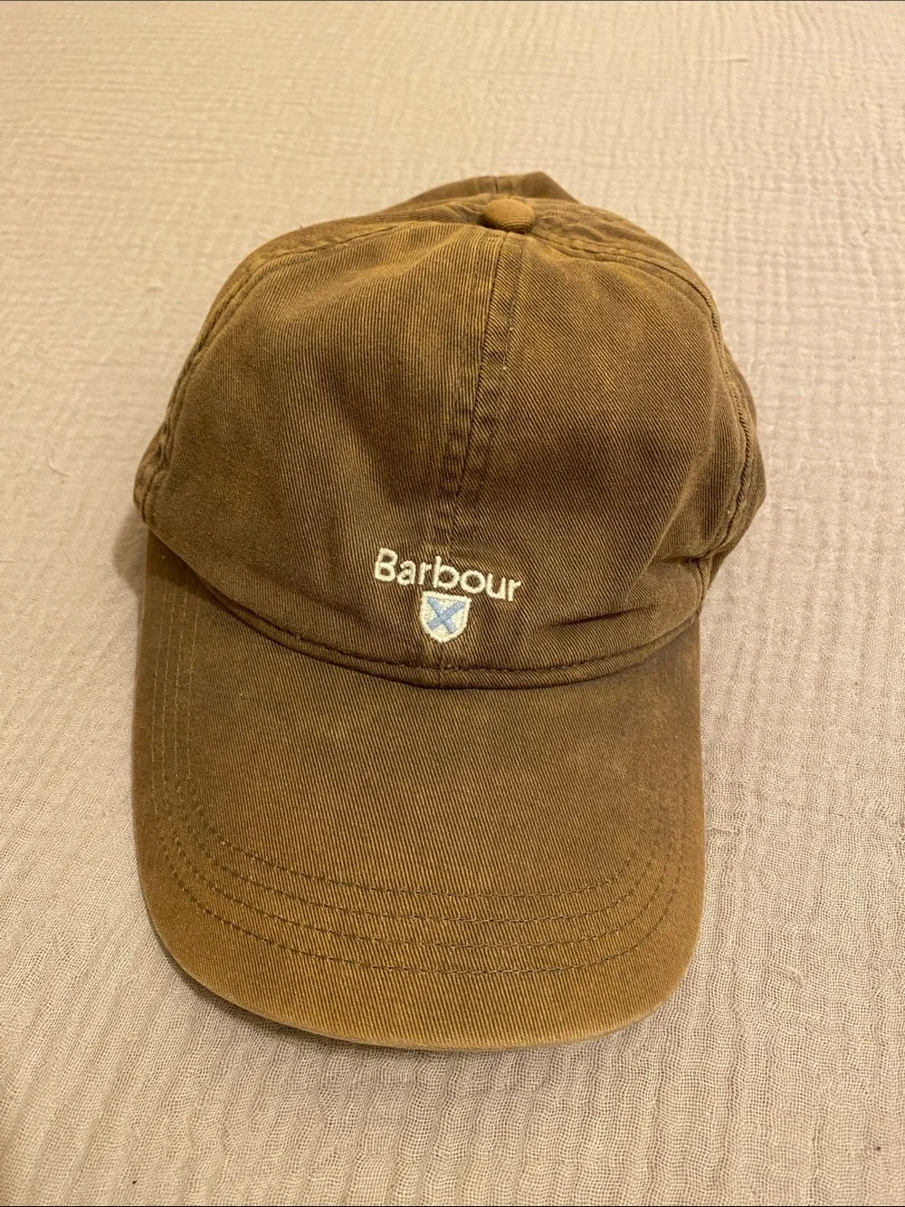 Barbour Brown Cotton Twill Cap with Embroidered Crest